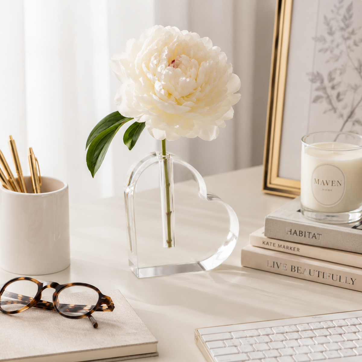 Modern Acrylic Heart Bud Vase, Clear — Maven Home