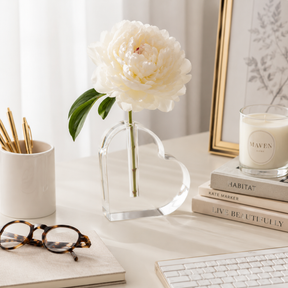Modern Acrylic Heart Bud Vase, Clear — Maven Home