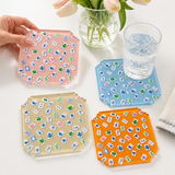 Preppy Mahjong boxed acrylic coaster set of 4, lifestyle photo