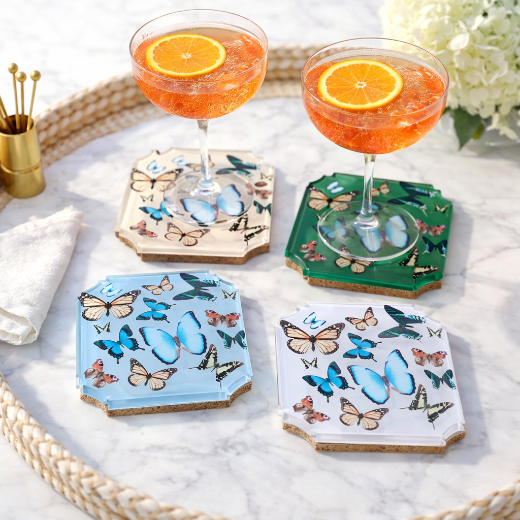 Boxed Acrylic Coaster Set of 4, Butterfly