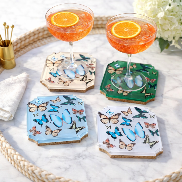 Boxed Acrylic Coaster Set of 4, Butterfly