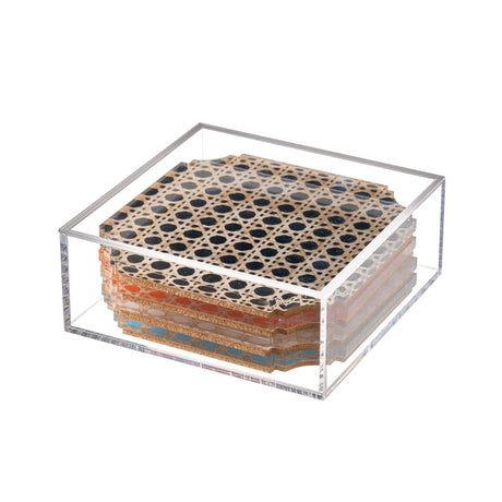 Boxed Acrylic Coaster Set of 4, Rattan - view 03
