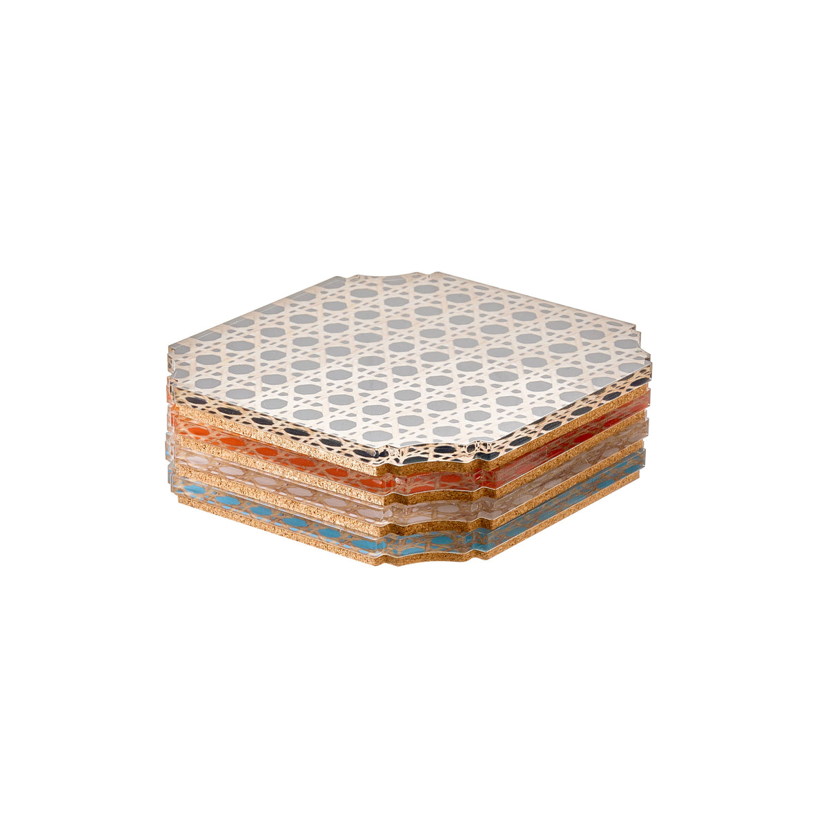 Boxed Acrylic Coaster Set of 4, Rattan - view 05