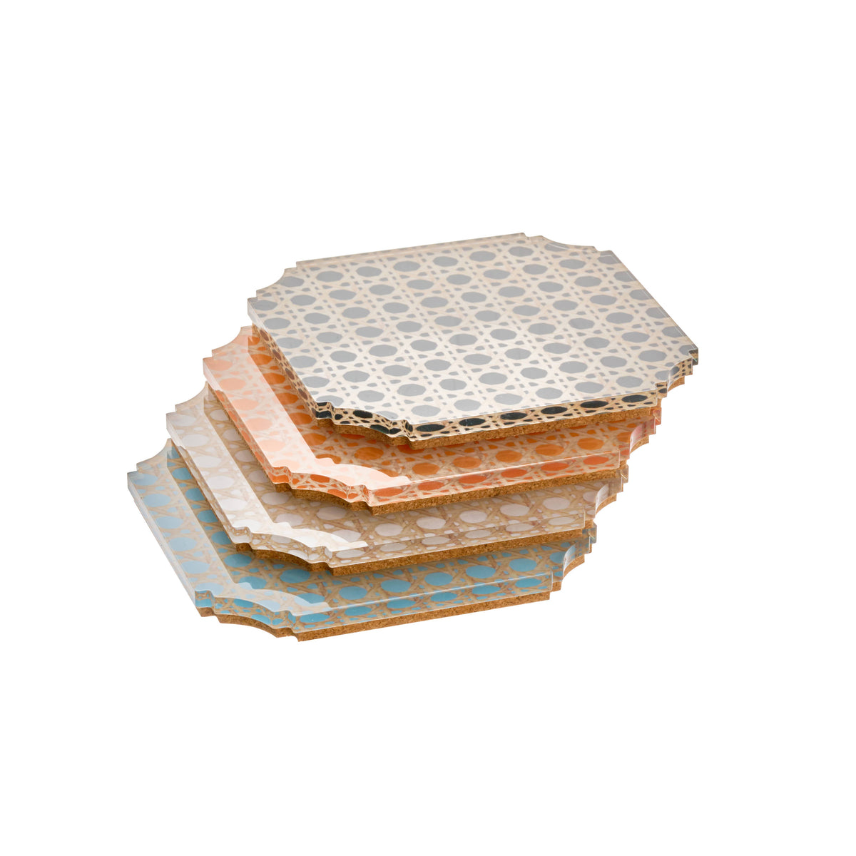 Boxed Acrylic Coaster Set of 4, Rattan - view 07