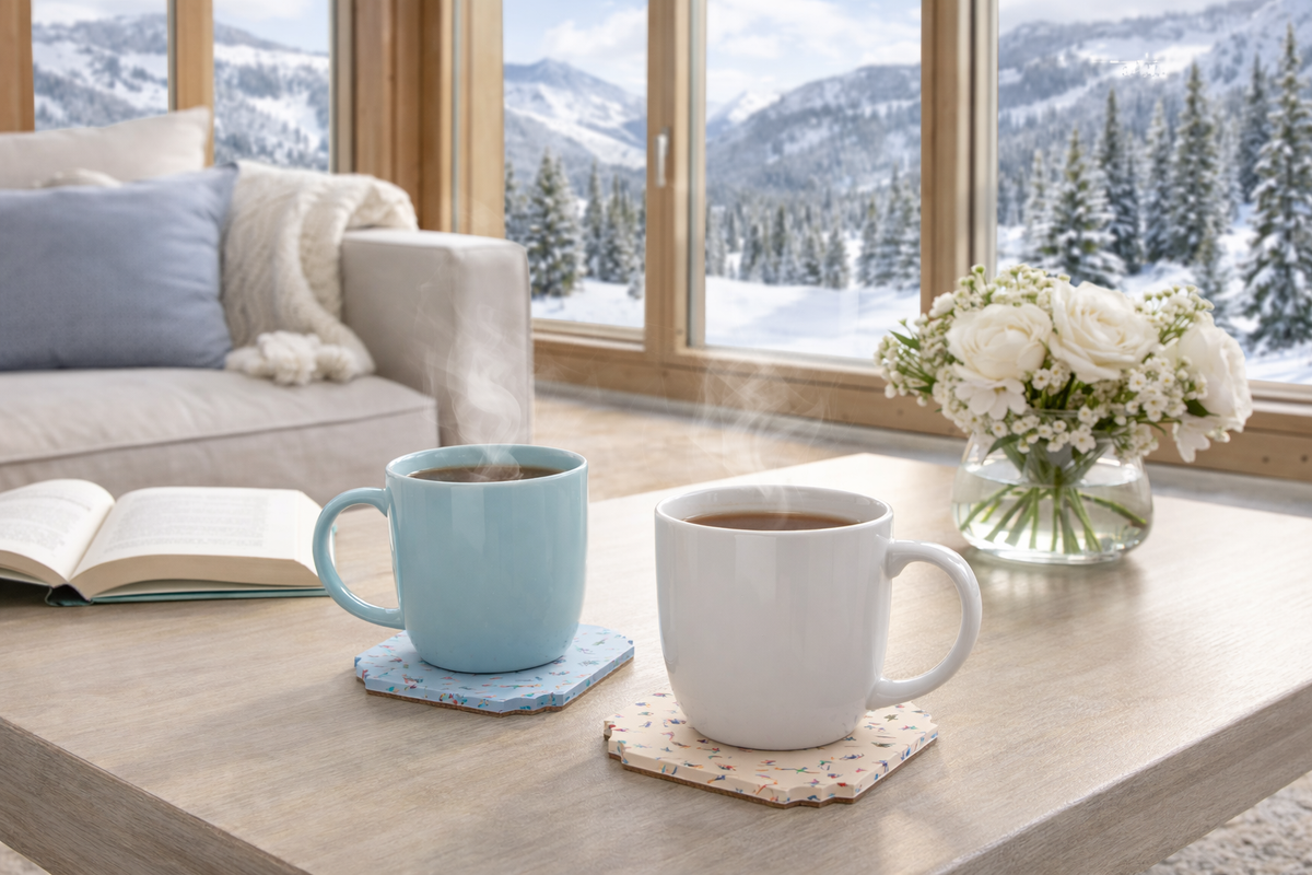 Boxed Acrylic Coaster Set of 4, Ski - alternate view