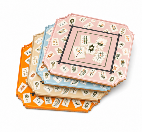 Bamboo Mahjong boxed acrylic coaster set of 4 from another angle