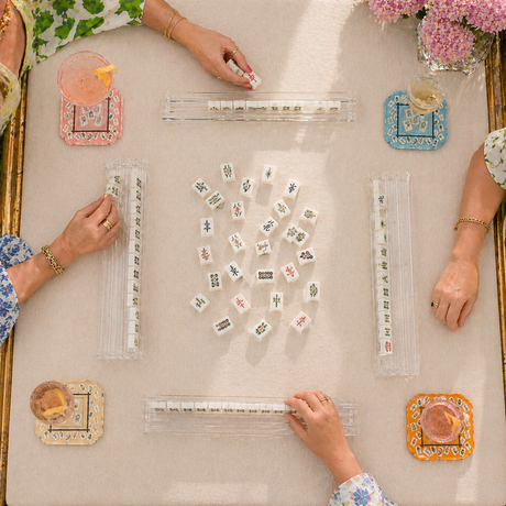 Bamboo Mahjong boxed acrylic coaster set of 4 for game night