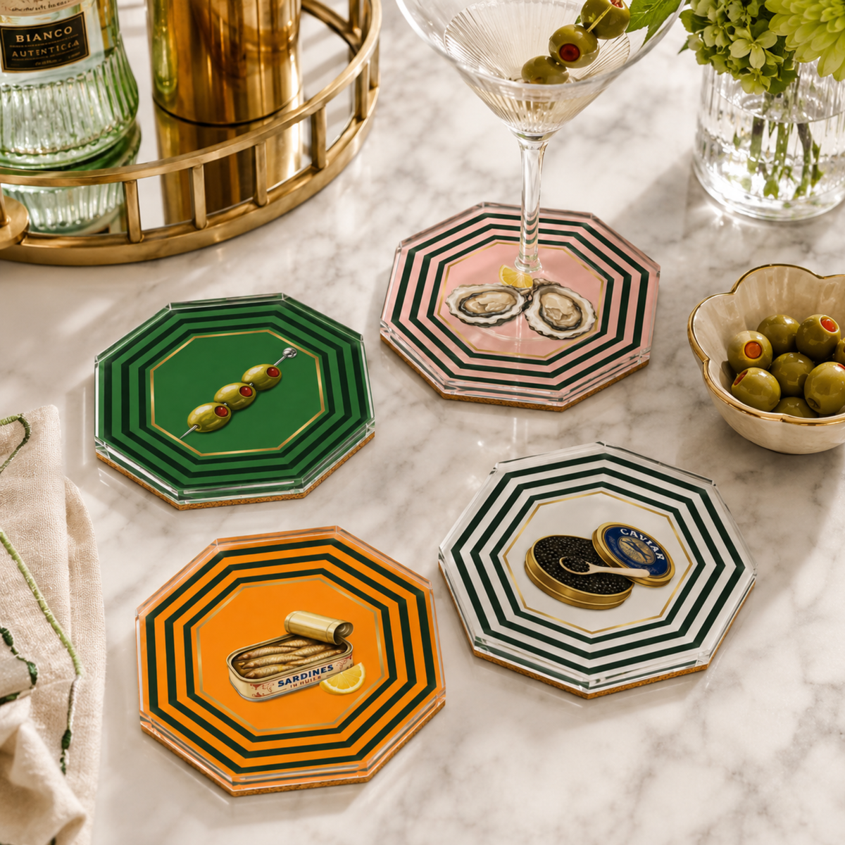 Boxed Coaster Set, After Five Collection