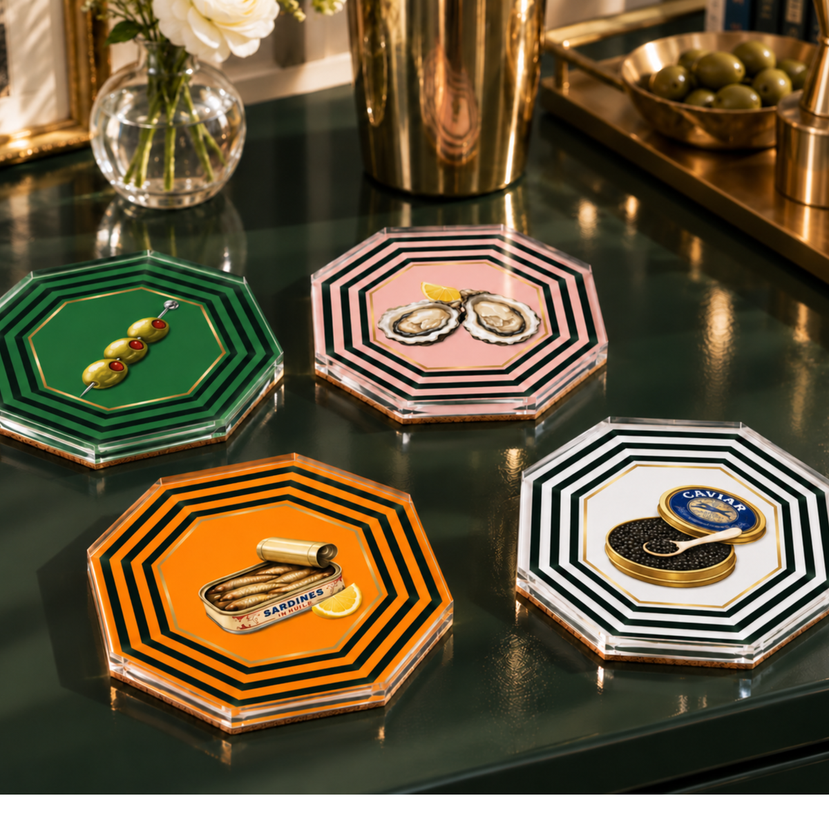 Boxed Coaster Set, After Five Collection