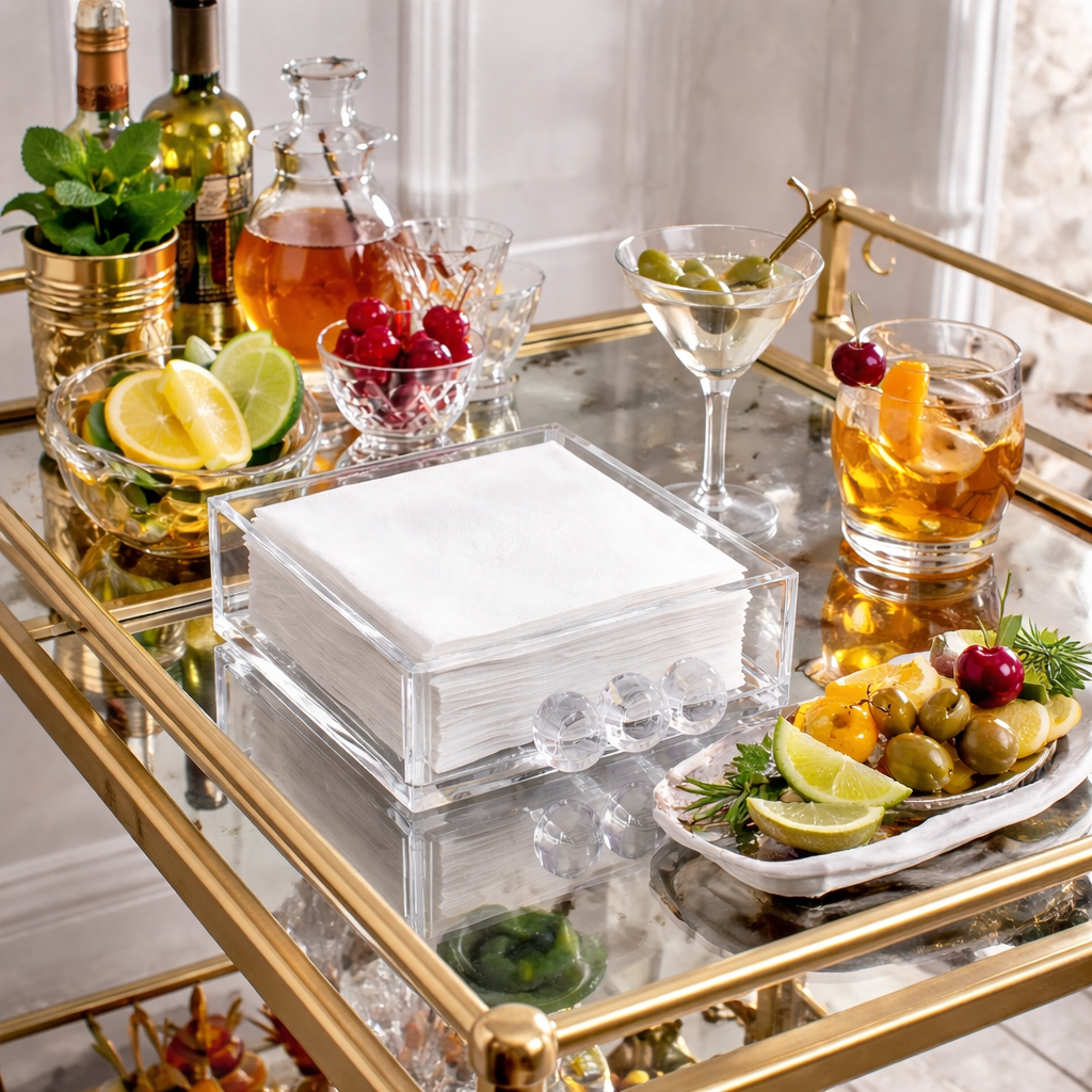 Clear Acrylic Cocktail Napkin Holder, Bubble - view 03