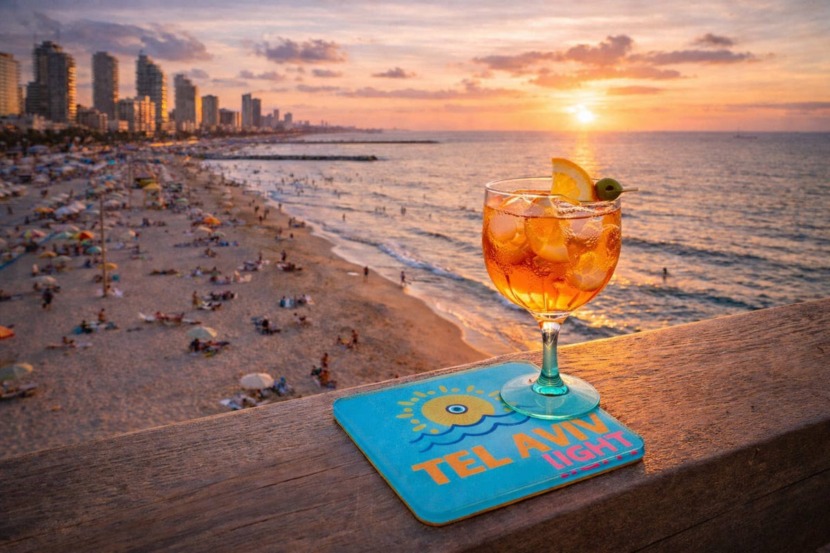 Bon Voyage Acrylic Coasters, Tel Aviv with Holder - view 04
