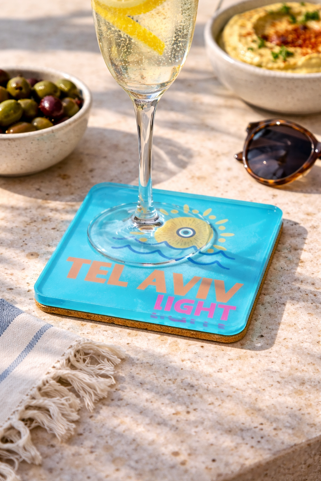 Bon Voyage Acrylic Coasters, Tel Aviv with Holder - view 07