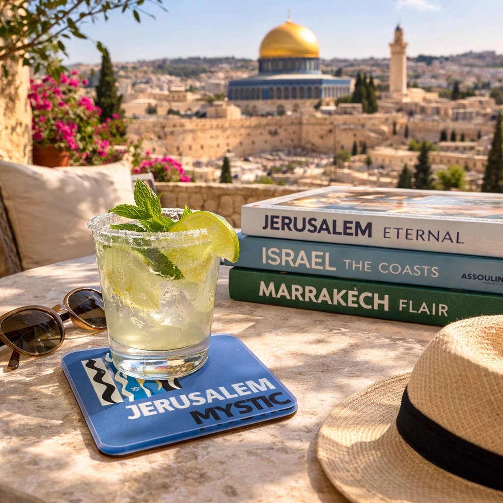 Bon Voyage Acrylic Coasters, Jerusalem with Holder - view 06