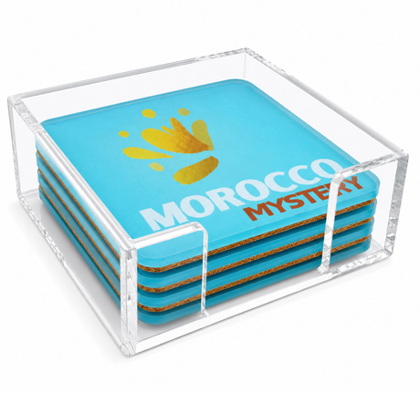 Bon Voyage Acrylic Coasters, Morocco with Holder