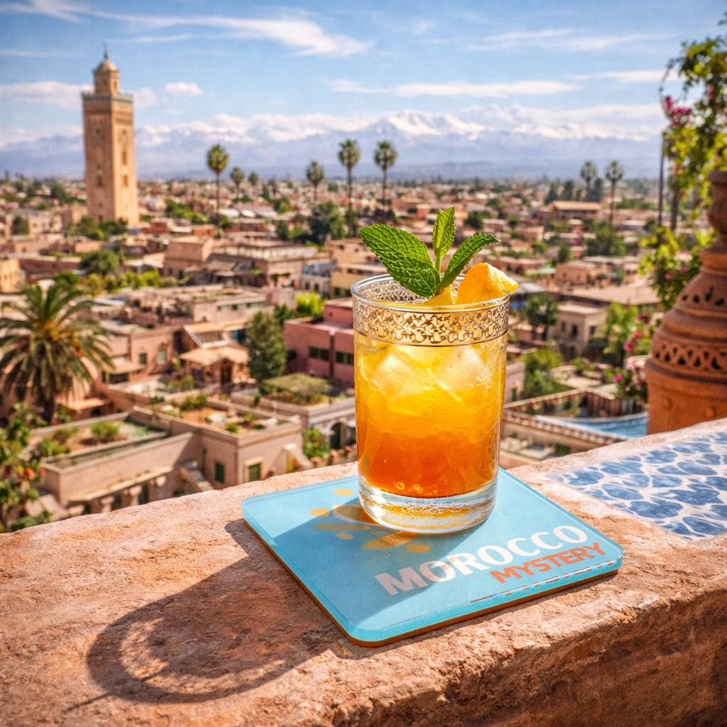 Bon Voyage Acrylic Coasters, Morocco with Holder - view 03