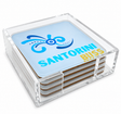 Bon Voyage Acrylic Coasters, Santorini with Holder