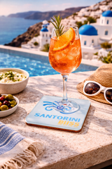 Bon Voyage Acrylic Coasters, Santorini with Holder - view 04