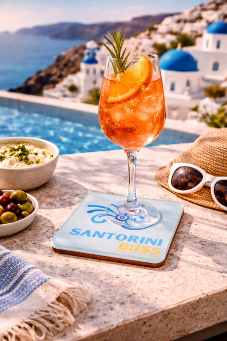Bon Voyage Acrylic Coasters, Santorini with Holder - view 04