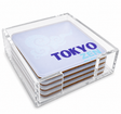 Bon Voyage Acrylic Coasters, Tokyo with Holder