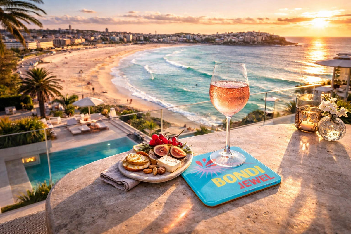 Bon Voyage Acrylic Coasters, Bondi with Holder - view 05