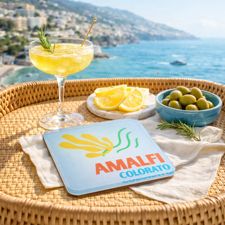 Bon Voyage Acrylic Coasters, Amalfi with Holder — Maven Home