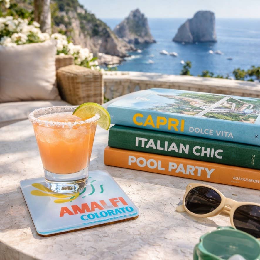 Bon Voyage Acrylic Coasters, Amalfi with Holder — Maven Home