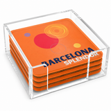 Bon Voyage Acrylic Coasters, Barcelona with Holder