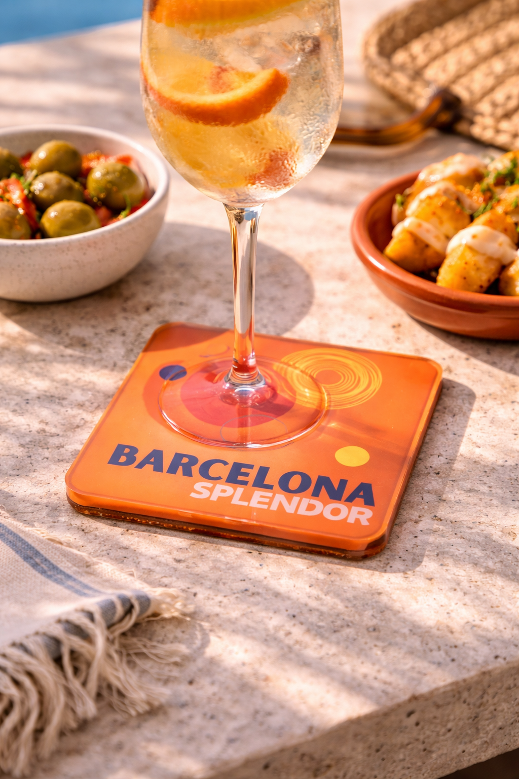 Bon Voyage Acrylic Coasters, Barcelona with Holder - view 05