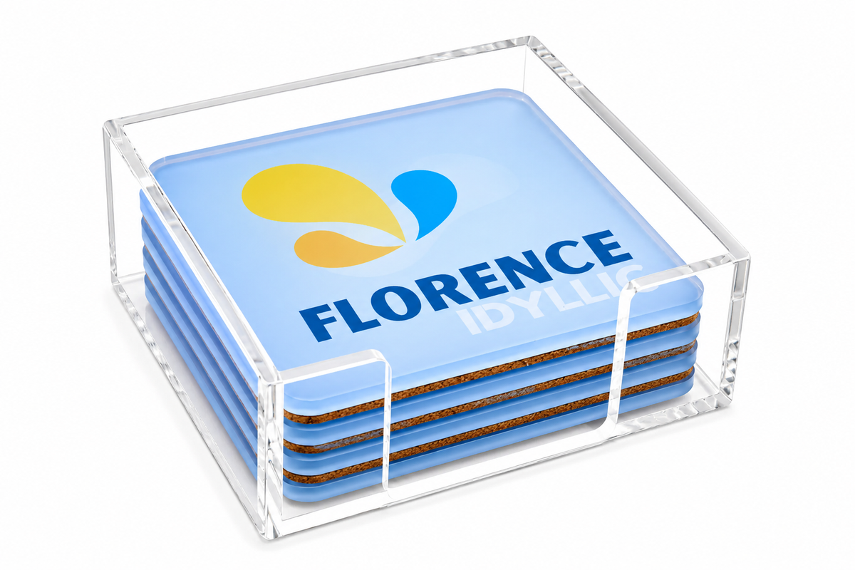 Bon Voyage Acrylic Coasters, Florence with Holder - view 06