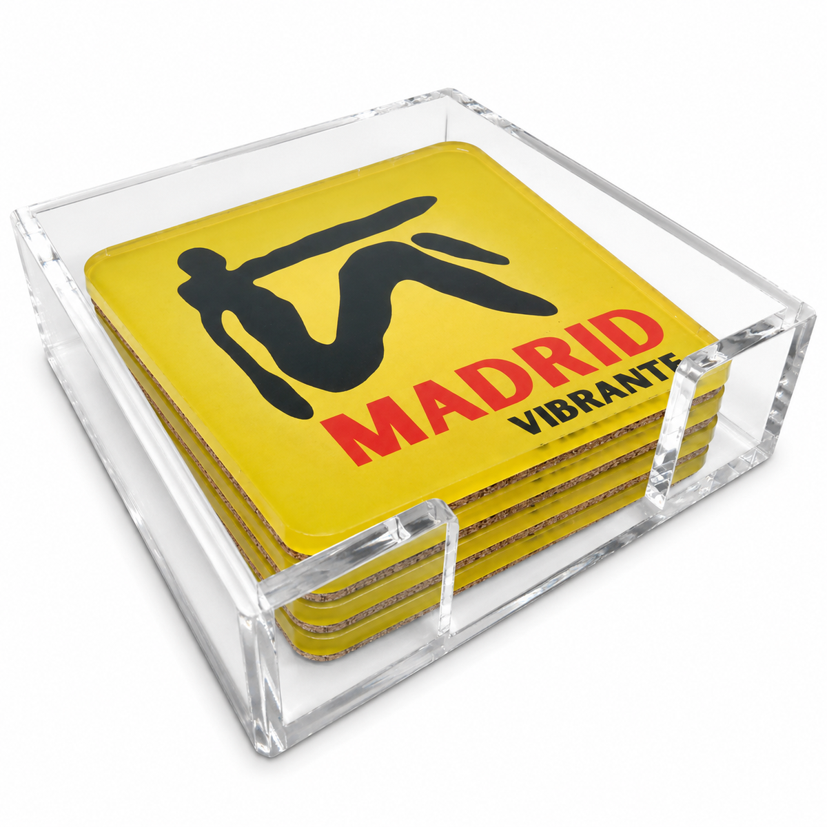 Bon Voyage Acrylic Coasters, Madrid with Holder - alternate view