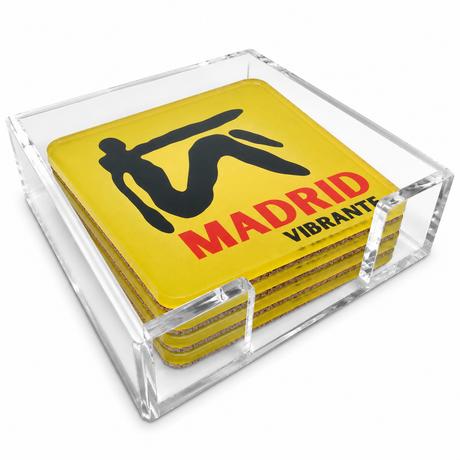 Bon Voyage Acrylic Coasters, Madrid with Holder - alternate view