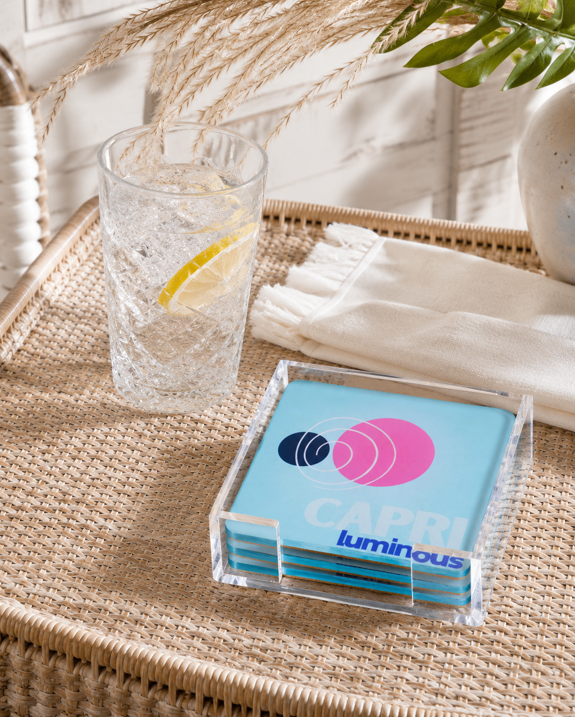 Bon Voyage Acrylic Coasters, Capri with Holder - view 03