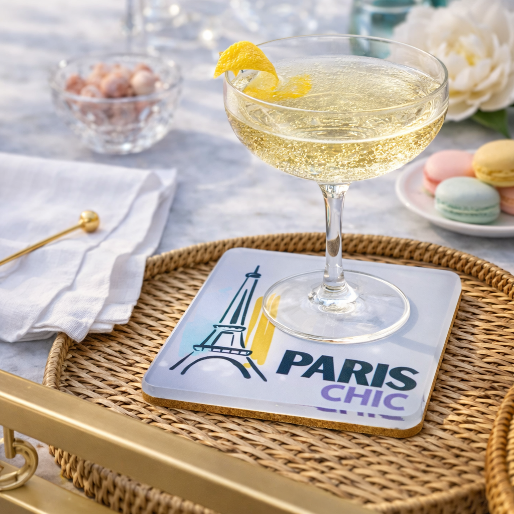 Bon Voyage Acrylic Coasters, Paris with Holder - view 03