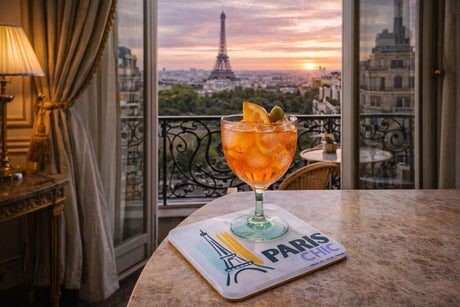 Bon Voyage Acrylic Coasters, Paris with Holder - view 04
