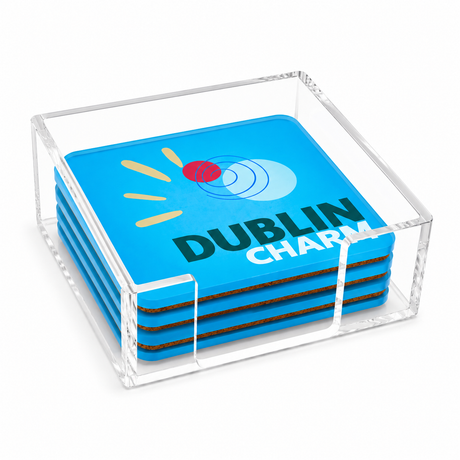 Bon Voyage Acrylic Coasters, Dublin with Holder
