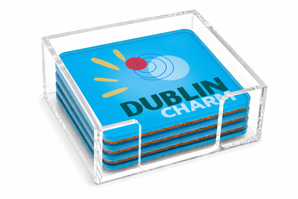Bon Voyage Acrylic Coasters, Dublin with Holder - view 03