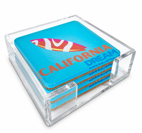 Bon Voyage Acrylic Coasters, California with Holder