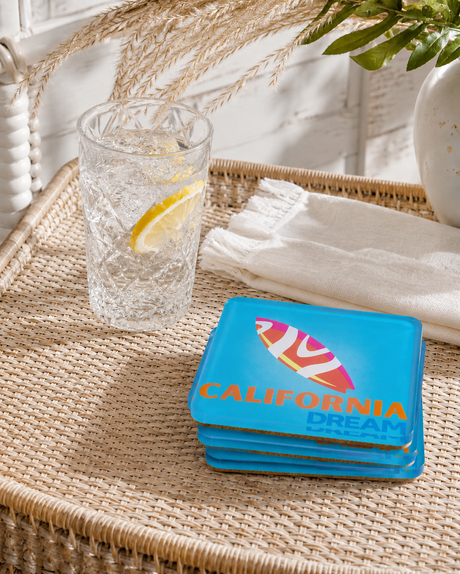 Bon Voyage Acrylic Coasters, California with Holder - view 03