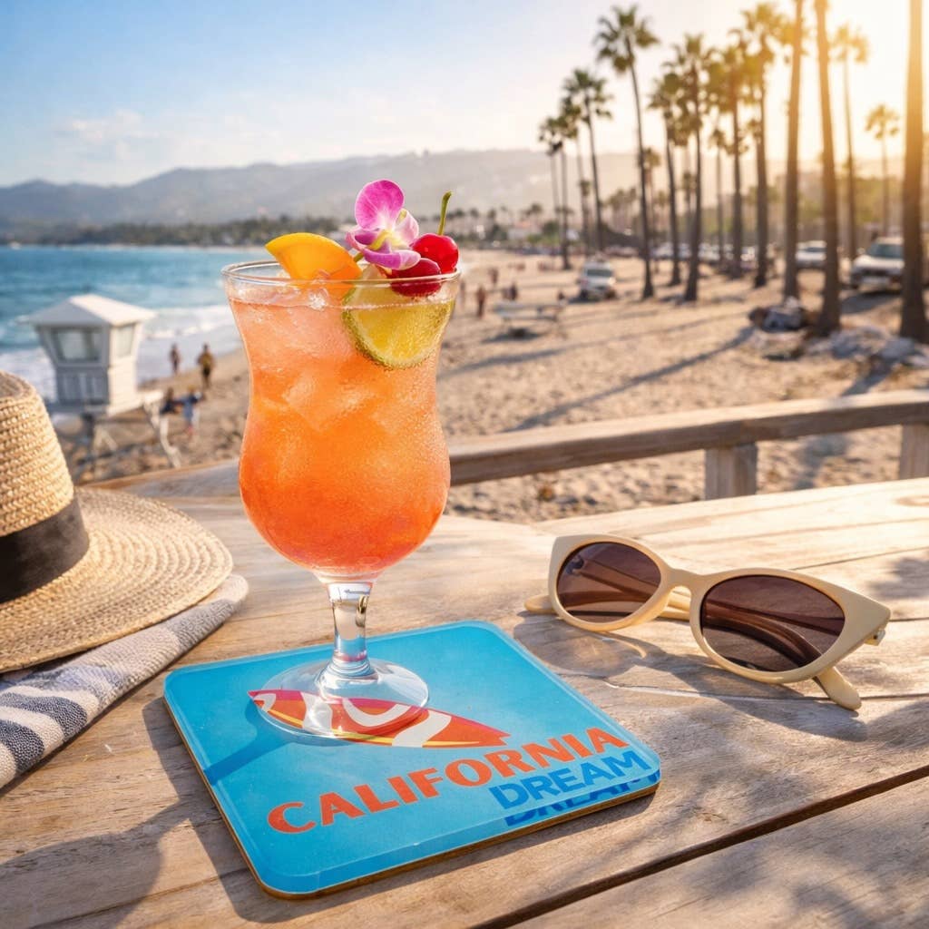 Bon Voyage Acrylic Coasters, California with Holder - view 04