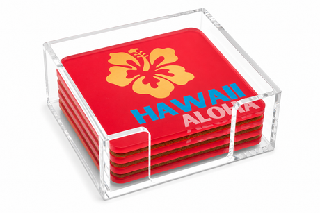 Bon Voyage Acrylic Coasters, Hawaii with Holder