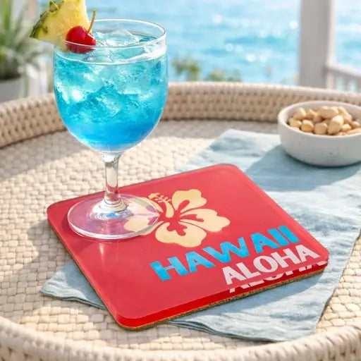 Bon Voyage Acrylic Coasters, Hawaii with Holder - view 03