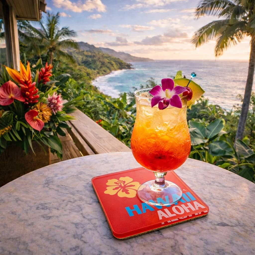 Bon Voyage Acrylic Coasters, Hawaii with Holder - view 04