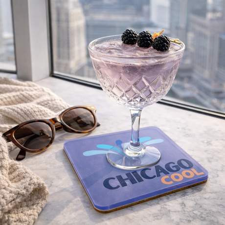 Bon Voyage Acrylic Coasters, Chicago with Holder - view 03