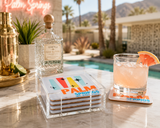 Bon Voyage Acrylic Coasters, Palm Springs with Holder - alternate view