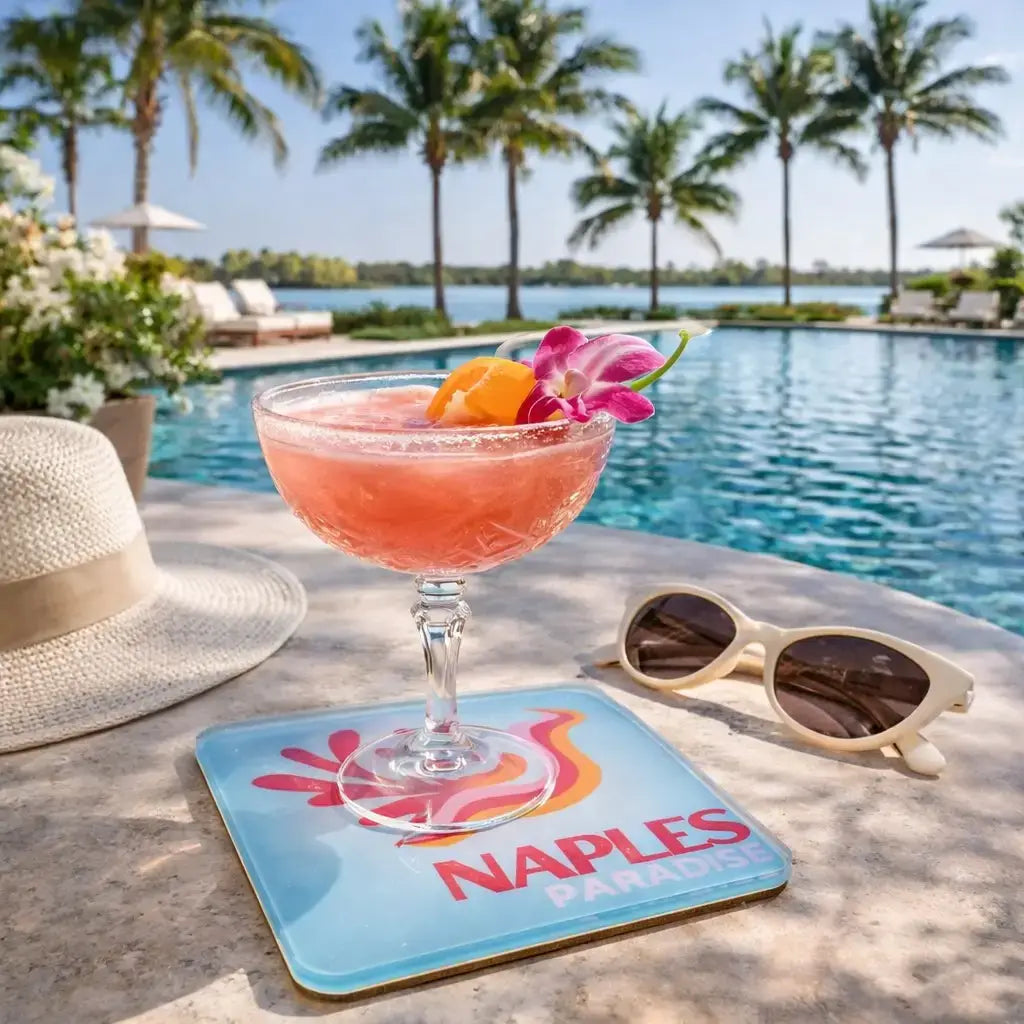 Bon Voyage Acrylic Coasters, Naples with Holder - view 03