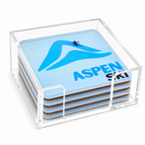 Bon Voyage Acrylic Coasters, Aspen with Holder