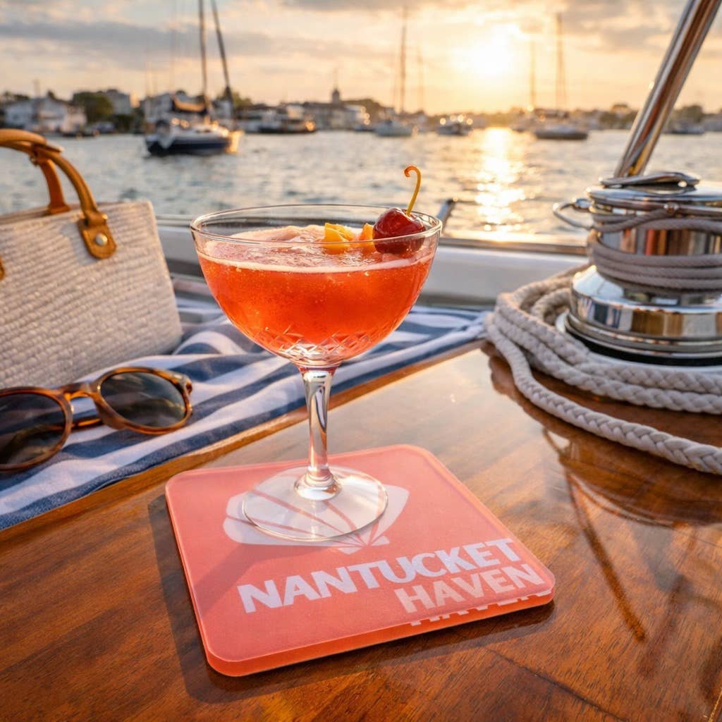Bon Voyage Acrylic Coasters, Nantucket with Holder - view 03