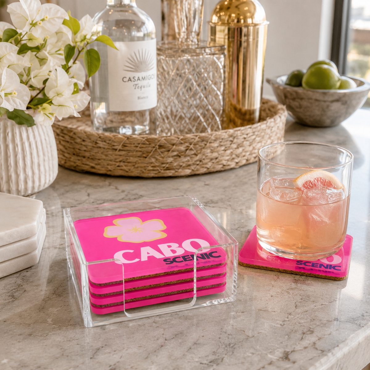 Bon Voyage Acrylic Coasters, Cabo with Holder - alternate view