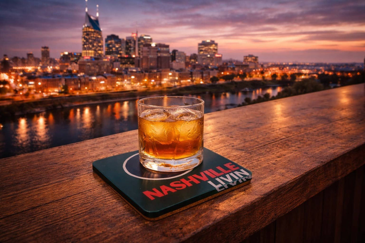 Bon Voyage Acrylic Coasters, Nashville with Holder - view 06