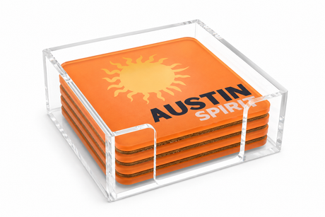 Bon Voyage Acrylic Coasters, Austin with Holder - alternate view